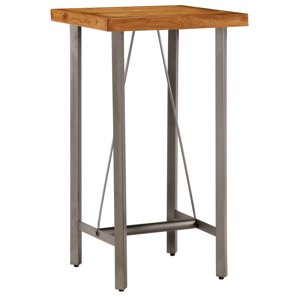 Mesa Alta De Bar Teca Maciza Reciclada 60x60x107 Cm_0