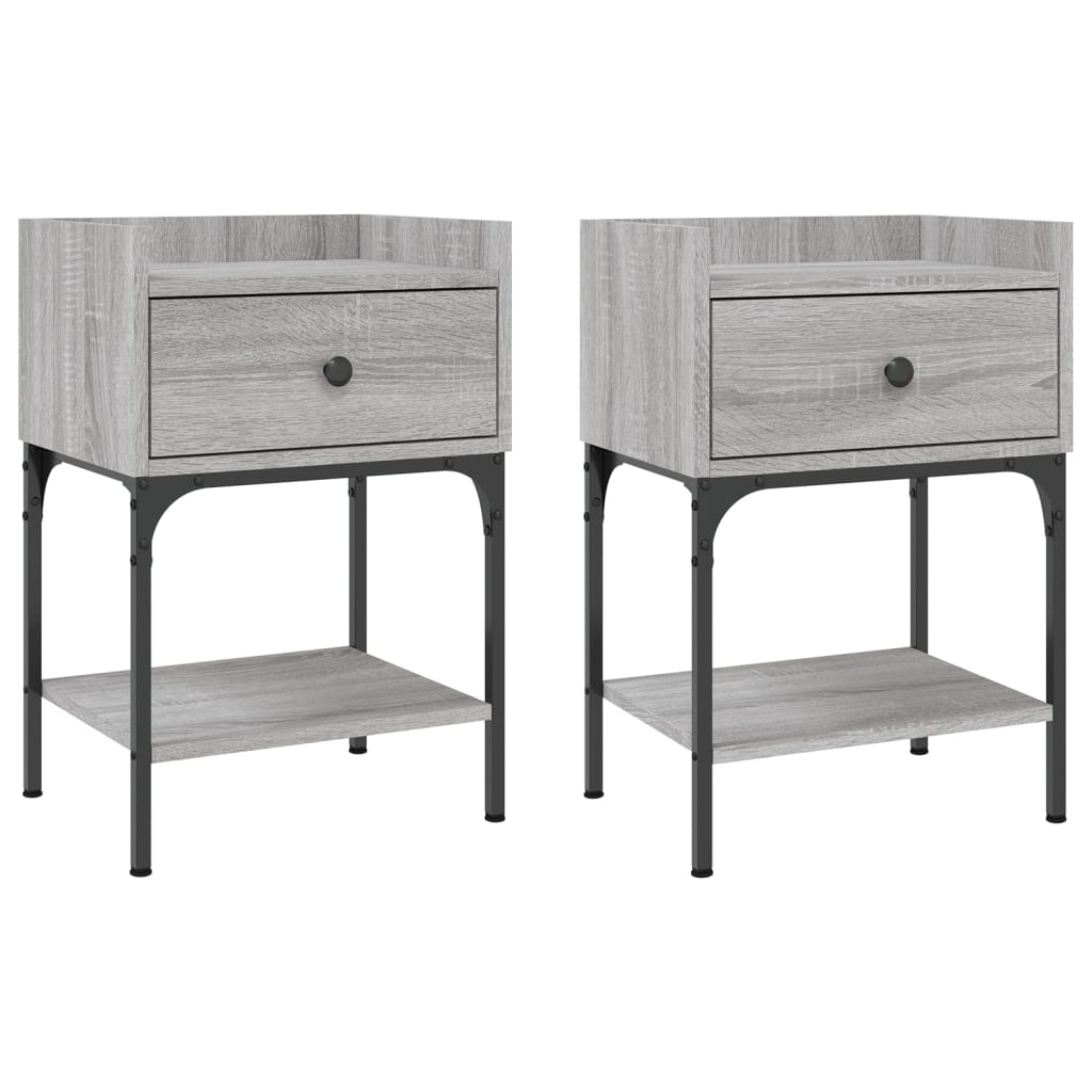 Mesitas Noche 2 Uds Madera Ingeniería Gris Sonoma 40,5x31x60 Cm_0