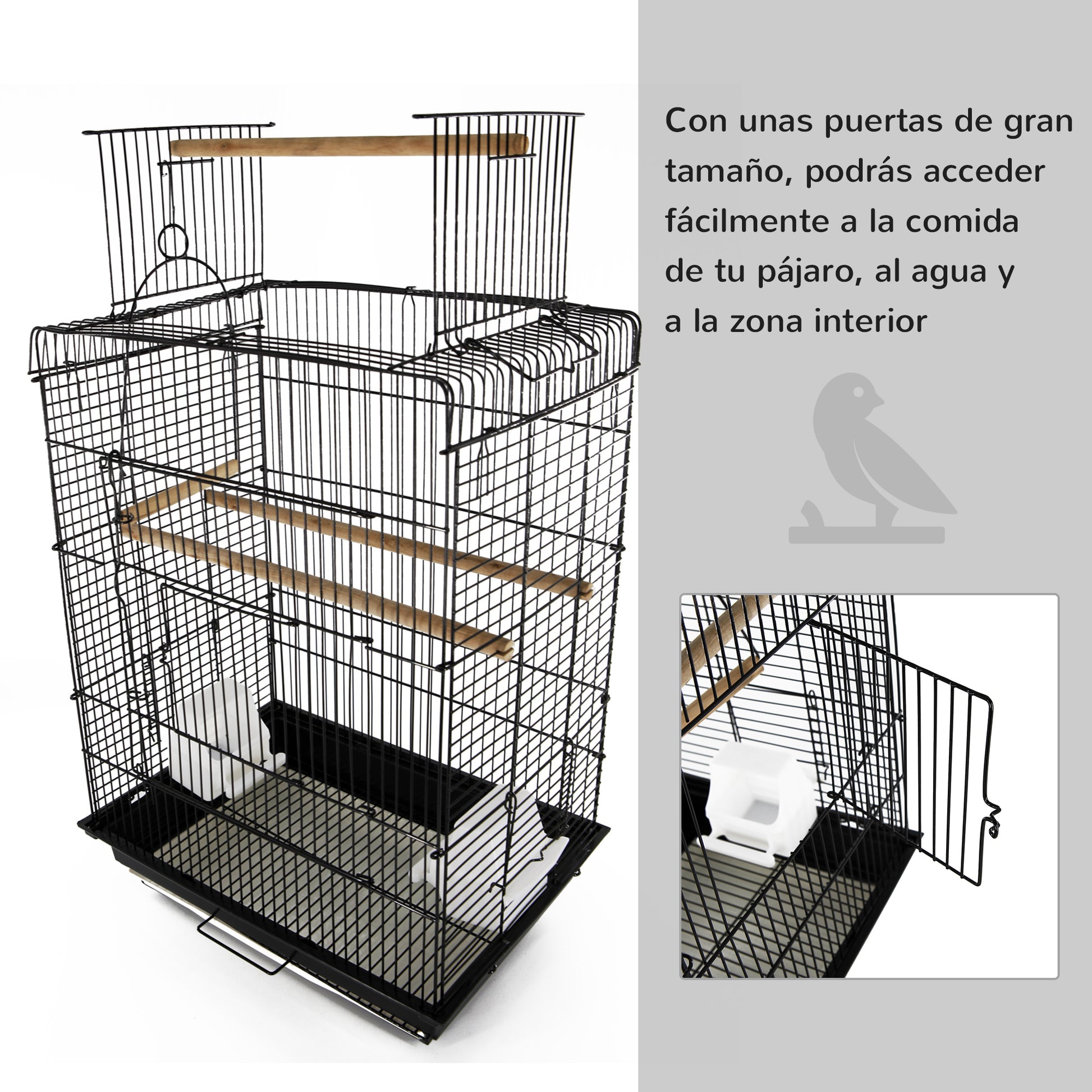 Pawhut Jaula Para Pájaro Espaciosa Jaula De Aves Con Techo Abierto Con Soportes_5