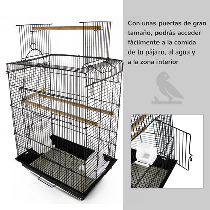 Pawhut Jaula Para Pájaro Espaciosa Jaula De Aves Con Techo Abierto Con Soportes_5