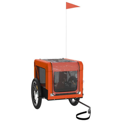 Vidaxl Remolque De Bicicleta Mascotas Hierro Tela Oxford Naranja Negro_3