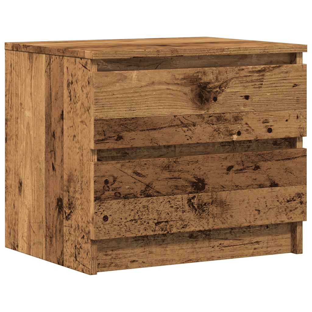 Mesita De Noche Madera De Ingeniería Envejecida 50x40x43.5 Cm_0