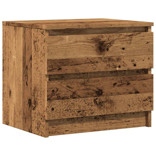 Mesita De Noche Madera De Ingeniería Envejecida 50x40x43.5 Cm_0
