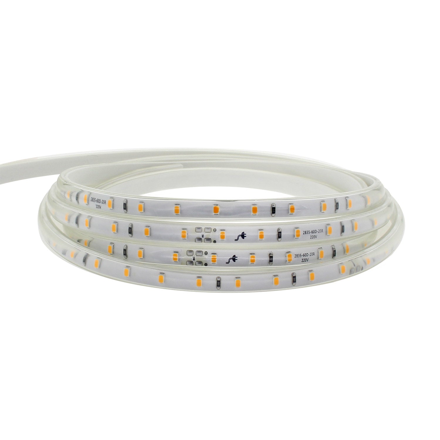 Tira Led 220v Smd2835, 60led/m, 1 Metro Con Conectores Rápidos, 20cm Corte, Blanco Frío_1