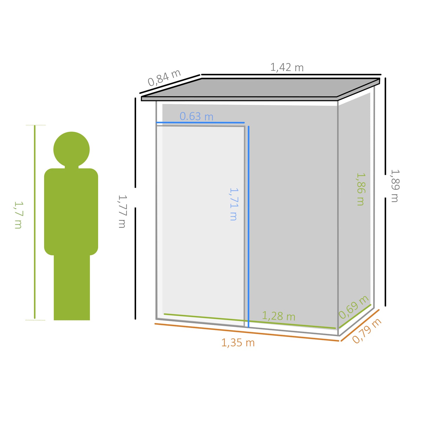 Outsunny Cobertizo De Jardín De Exterior 1,34 M² 161,5x94,5x196 Cm Marrón_2