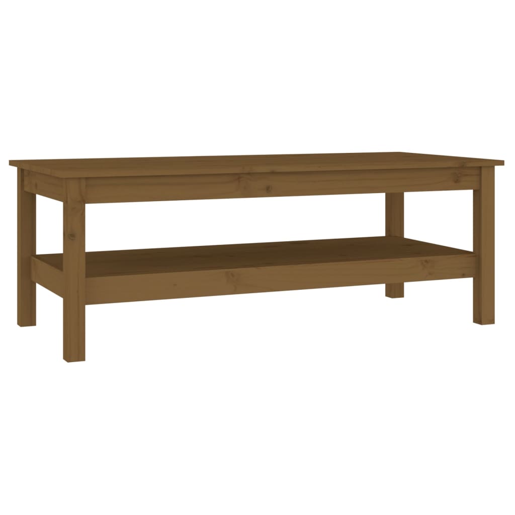 Mesa De Centro Madera Maciza De Pino Marrón Miel 110x50x40 Cm_0