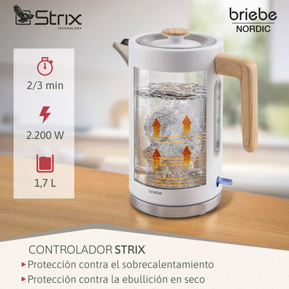 Briebe Nordic Set Cafetera Espresso 20 Bares, Tostadora Pan 2 Rebanadas, Hervidor Eléctrico Agua 1,7l,skt1209wht,blanco_3