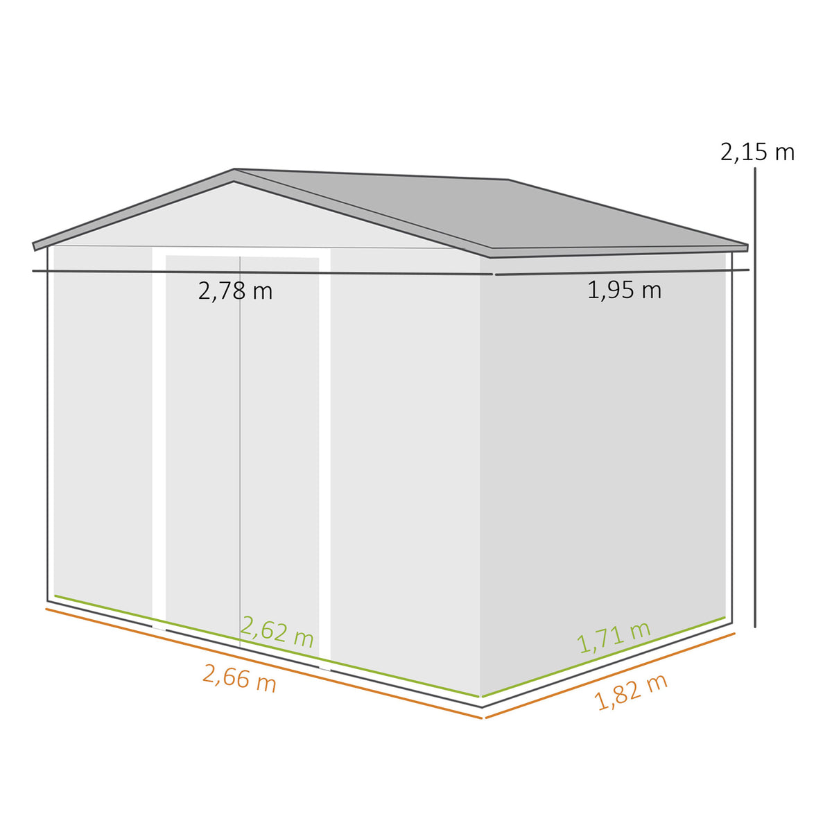 Cobertizo De Jardín Outsunny Acero Galvanizado Madera Natural 278x195x215 Cm 845-179v03bn_2