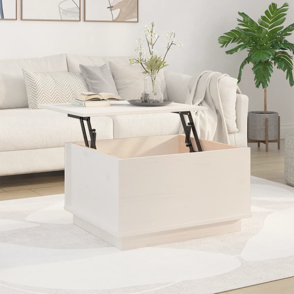 Mesa De Centro De Madera Maciza De Pino Blanco 60x50x35 Cm_1