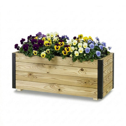 Jardinera De Madera Con Refuerzo De Aluminio 90x40x40 Cm Ghio Al Hortalia_0