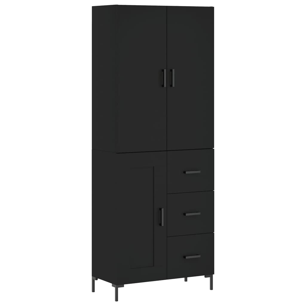 Aparador Alto Madera Contrachapada Negro 69,5x34x180 Cm_1