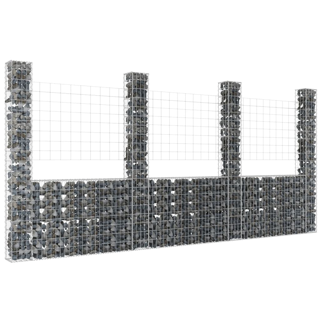 Cesta De Gaviones Forma De U 4 Postes De Hierro 380x20x200 Cm / Vetonek_3