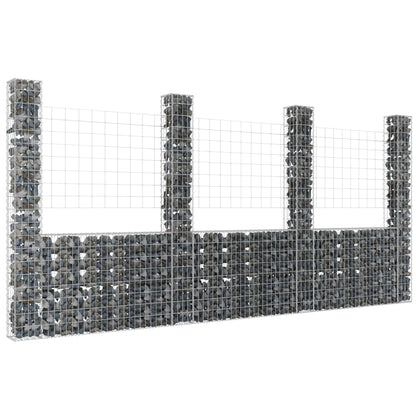 Cesta De Gaviones Forma De U 4 Postes De Hierro 380x20x200 Cm / Vetonek_3