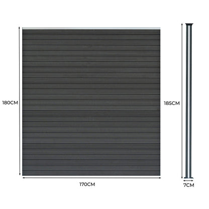 Vallas Para Exteriores De Wpc Y Aluminio - 1x Panel + 2x Postes | Gris_4