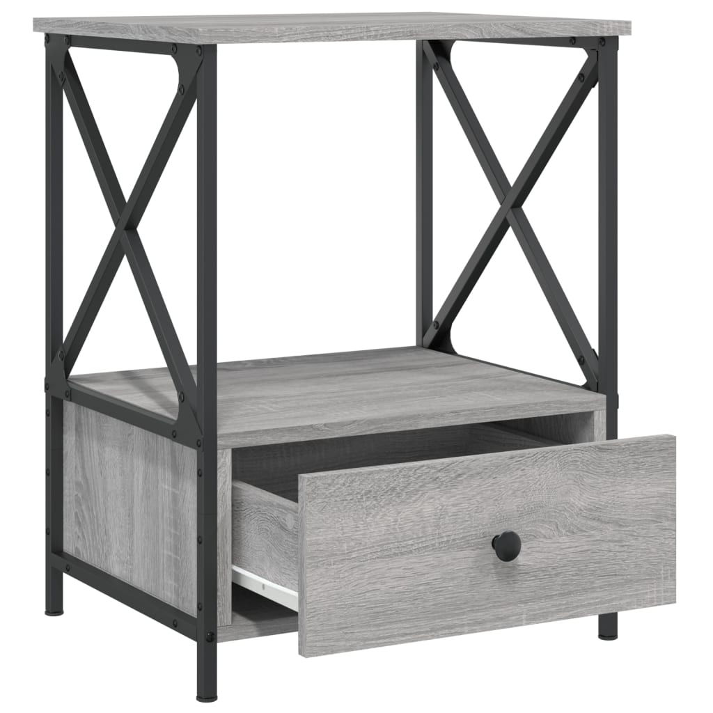 Mesita De Noche Madera De Ingeniería Gris Sonoma 50x41x65 Cm_4