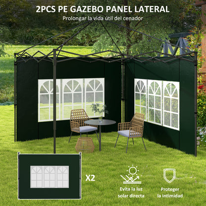 Outsunny Paredes Laterales Para Carpa 3x3 M Y 3x6 M Juego De 2 Paredes Para Cenador Con Ventanas 293x193 Cm Verde Oscuro_3