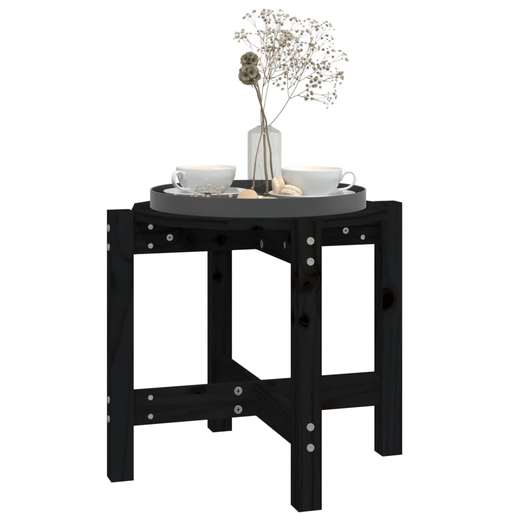 Mesa De Centro De Madera Maciza De Pino Negro Ø52,5x45 Cm_2