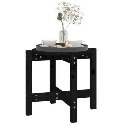 Mesa De Centro De Madera Maciza De Pino Negro Ø52,5x45 Cm_2