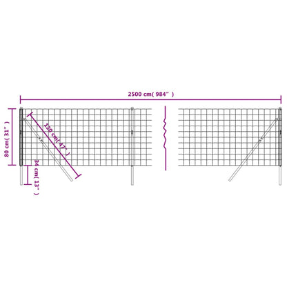 Cerca De Alambre De Acero Galvanizado Gris Antracita 0,8x25 M / Vetonek_2