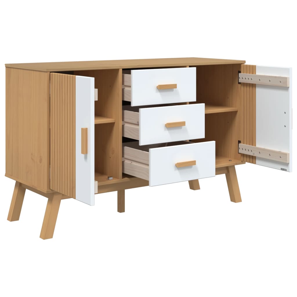Aparador Olden Madera Maciza Pino Blanco Y Marrón 114x43x73,5cm / Vetonek_3