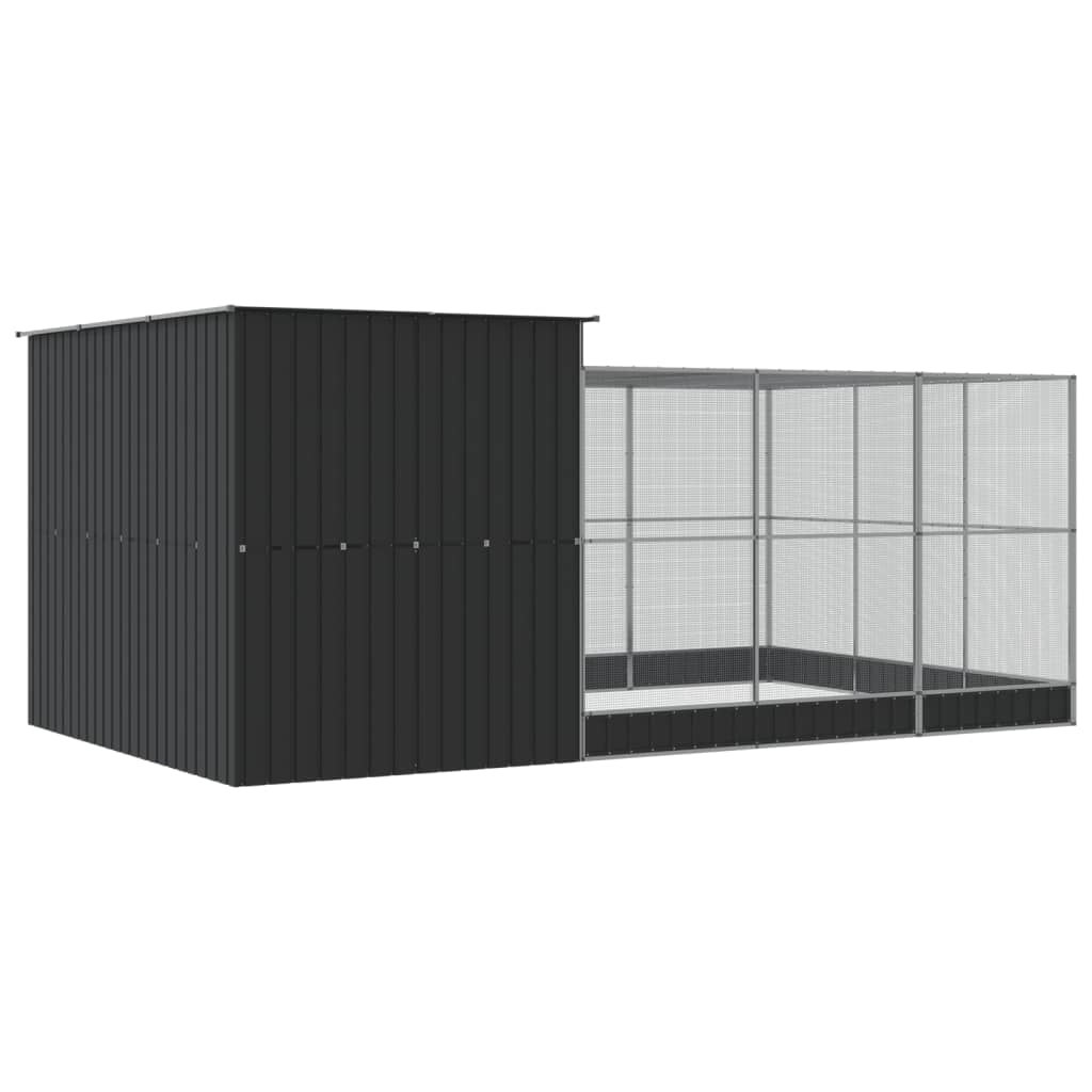 Vidaxl Pajarera Con Extensión Acero Plateado 497x303x216 Cm_4
