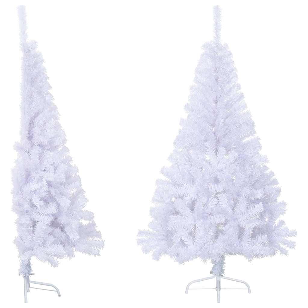 Vidaxl Medio Árbol De Navidad Artificial Con Soporte Pvc Blanco 150 Cm_3