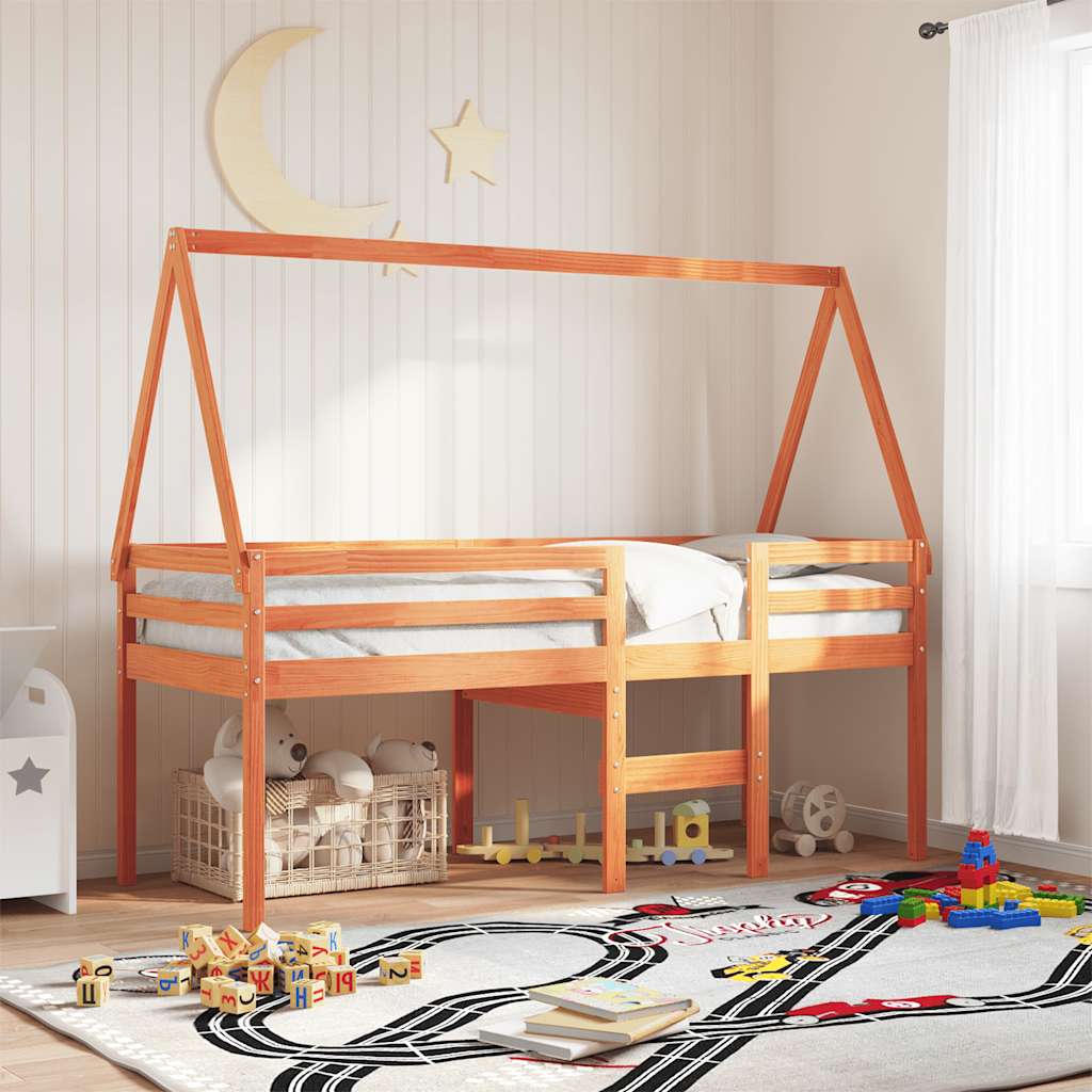 Techo De Cama Infantil Madera Maciza Pino Marrón 209x85,5x88 Cm_1