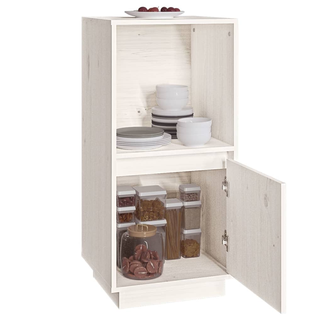 Aparador De Madera Maciza De Pino Blanco 38x35x80 Cm / Vetonek_5