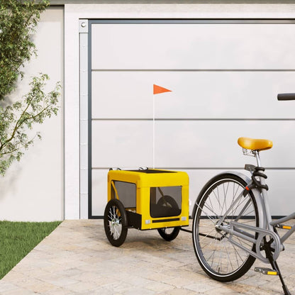 Vidaxl Remolque Bicicleta Mascotas Hierro Tela Oxford Amarillo Negro_1