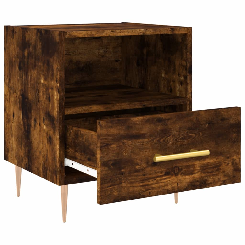 Mesita De Noche Madera Ingeniería Roble Ahumado 40x35x47,5 Cm_1