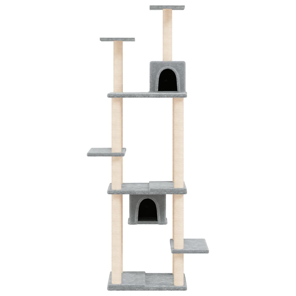 Rascador Para Gatos Con Postes De Sisal Gris Claro 176 Cm_2