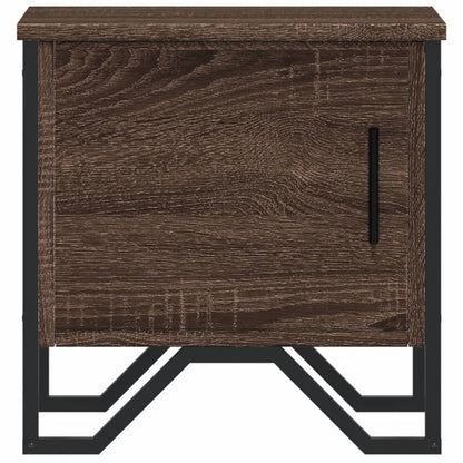 Mesita De Noche Madera De Ingeniería Marrón Roble 40x30x40 Cm_3