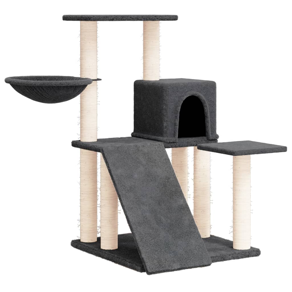 Rascador Para Gatos Con Postes De Sisal Gris Oscuro 82 Cm_0