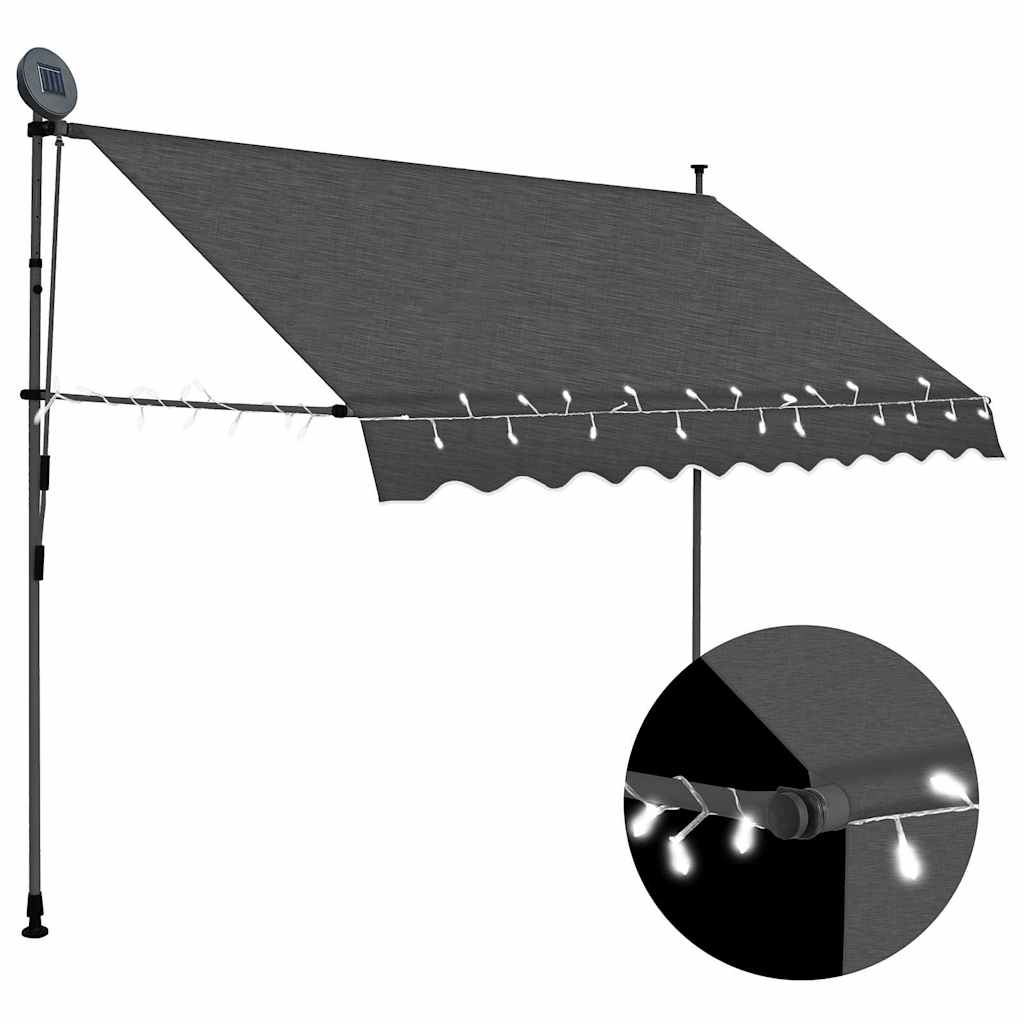 Toldo Manual Retráctil Con Led Gris Antracita 250 Cm_1