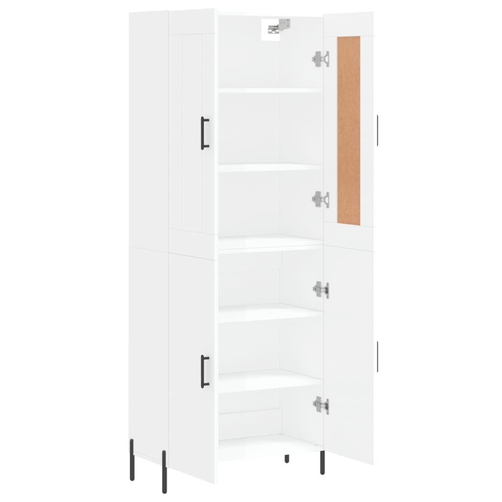 Aparador Alto Madera Contrachapada Blanco Brillo 69,5x34x180 Cm_4