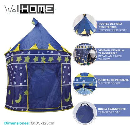 Well Home Tienda De Juego De Castillo De Caballero Azul Ø105x125cm_1