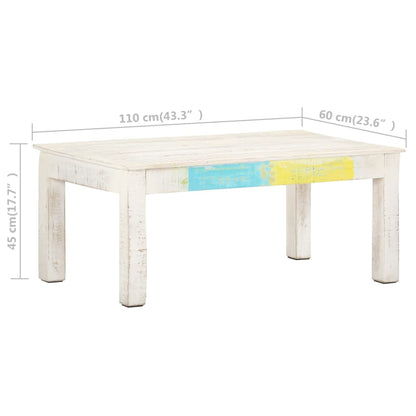 Mesa De Centro De Madera Maciza De Mango Blanca 110x60x45 Cm_4