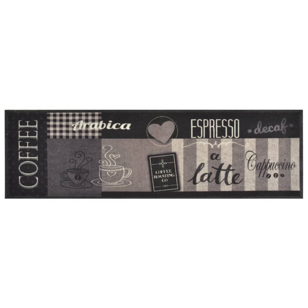 Vidaxl Alfombra De Cocina Lavable Terciopelo Negro Café 45x150 Cm_1