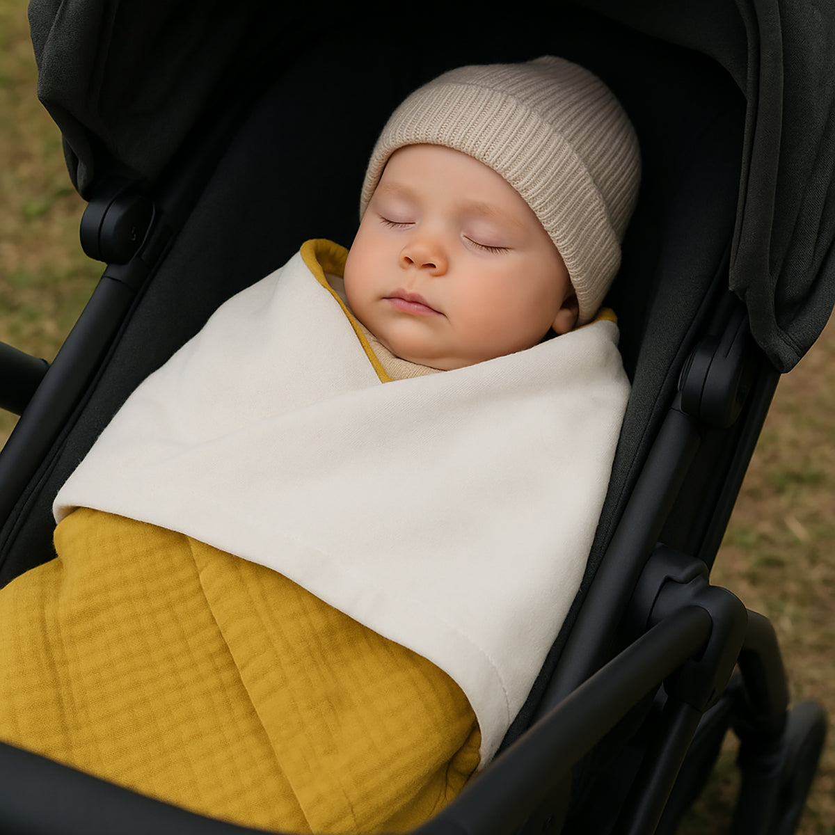 Manta De Algodón Orgánico Rex Blanco Y Miel