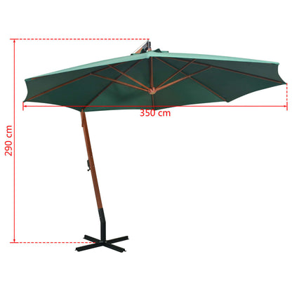 Vidaxl Sombrilla Colgante Con Palo De Madera Verde 350 Cm_2