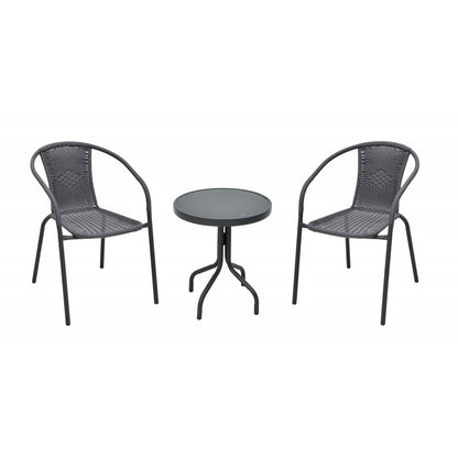 Conjunto De Muebles De Jardín De Acero Y Resina Gris Antracita De 2 Plazas Con 2 Sillones + 1 Mesa - Muebles De Jardín_0
