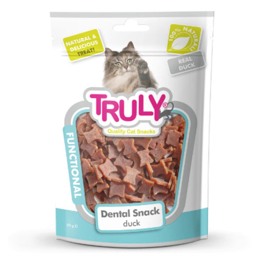 Snack Semihumedo Cuidado Dental Para Gato Truly 20 Bolsas X 50 Gr_0