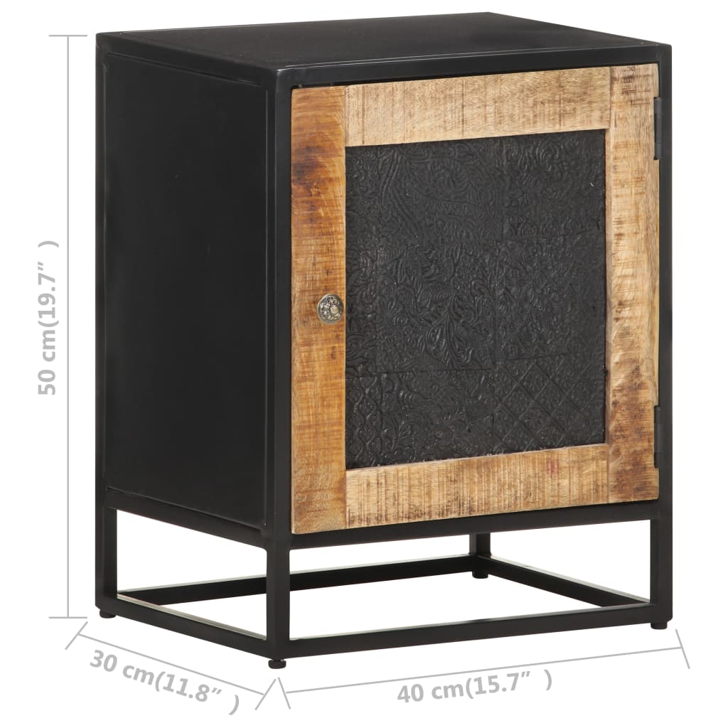 Mesita De Noche De Madera De Mango Rugosa 40x30x50 Cm_4