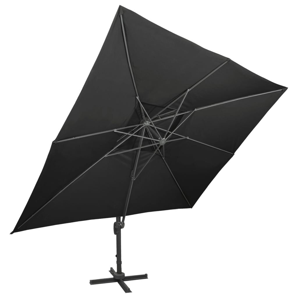 Vidaxl Sombrilla De Jardín Voladiza Con Doble Techo Negra 400x300 Cm_1