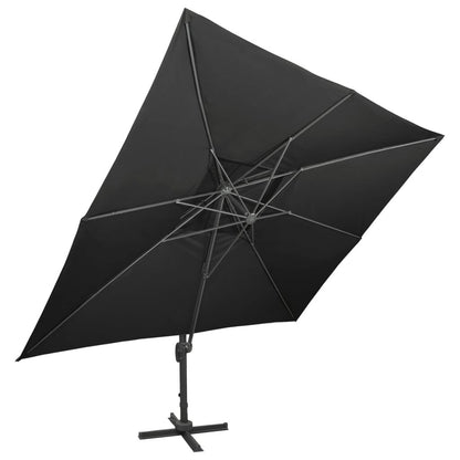 Vidaxl Sombrilla De Jardín Voladiza Con Doble Techo Negra 400x300 Cm_1