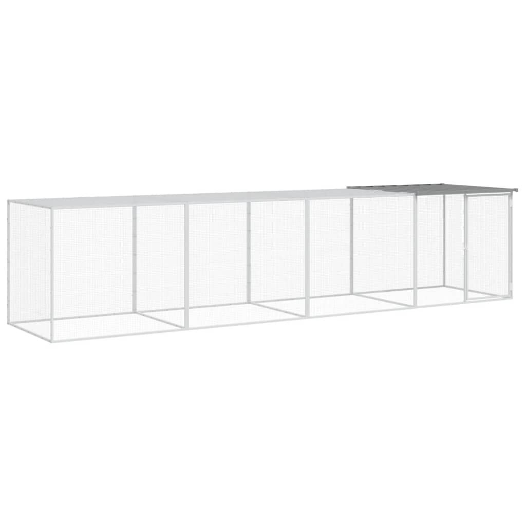 Vidaxl Gallinero Con Techo Acero Galvanizado Gris Claro 403x98x90 Cm_0
