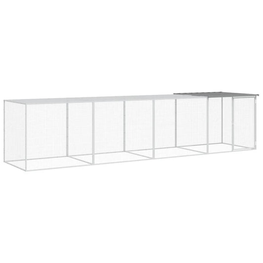 Vidaxl Gallinero Con Techo Acero Galvanizado Gris Claro 403x98x90 Cm_0