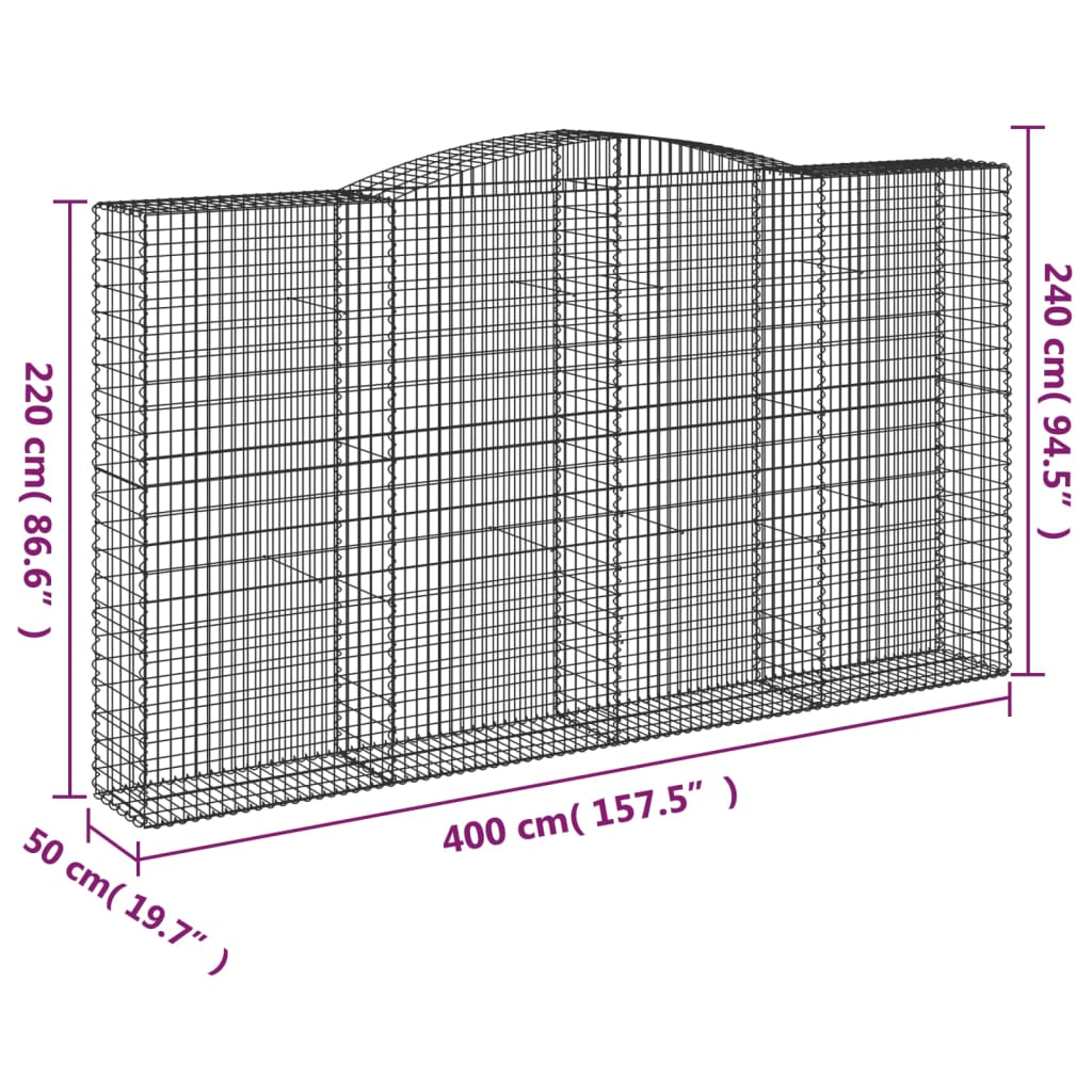 Cestas De Gaviones 6 Uds Forma De Arco Hierro 400x50x220/240 Cm_5