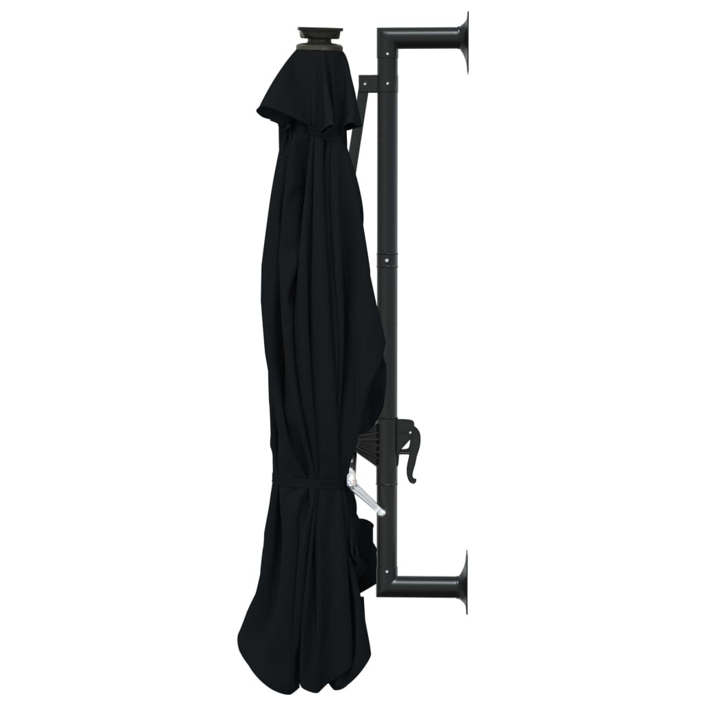 Vidaxl Sombrilla De Jardín De Pared Con Luces Led Negro 300 Cm_4
