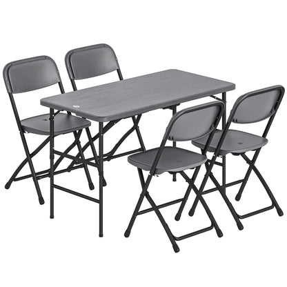Outsunny Conjunto De Mesa Y Sillas Jardín Plegable 5 Piezas Con Mesa Ajustable_0